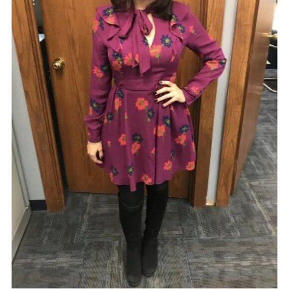 Tanya Taylor Purple Plum Aubree 100% Silk Dress $550 - Picture 2 of 11